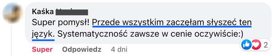 Opinia z grupy uczestników: Zaczęłam słyszeć ten język