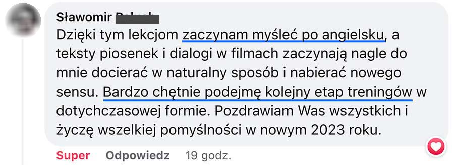 Opinia z grupy uczestników: Zaczynam myśleć po angielsku